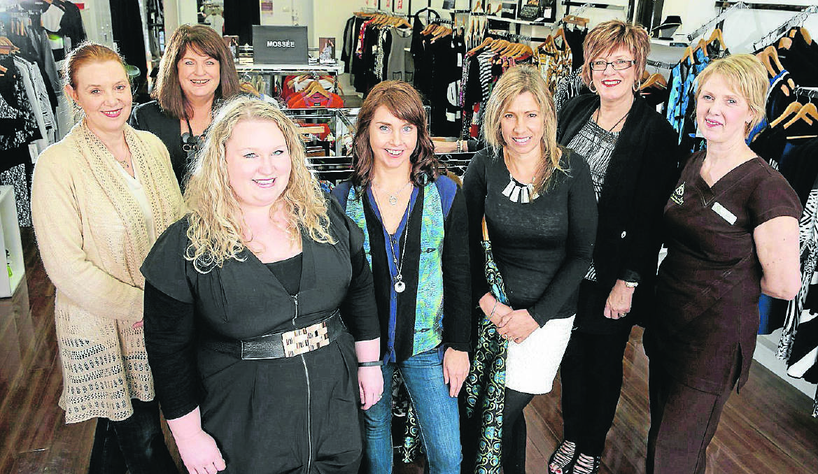 Warrnambool fashion retailers (from left) Susan O’Brien (Tir na nÓg), Maria Chambers (Armadio), Donna Gladman (Blossom Boutique), Helen Flaherty (Oranges and Lemons), Pam Dubois (Dubois Boutique), Debbie Arnott (Style 105) and Judi O’Brien (Tir na nÓg), are organising a spring/summer fashion parade as a fund-raiser for South West Healthcare. 140828RG12 Picture: ROB GUNSTONE