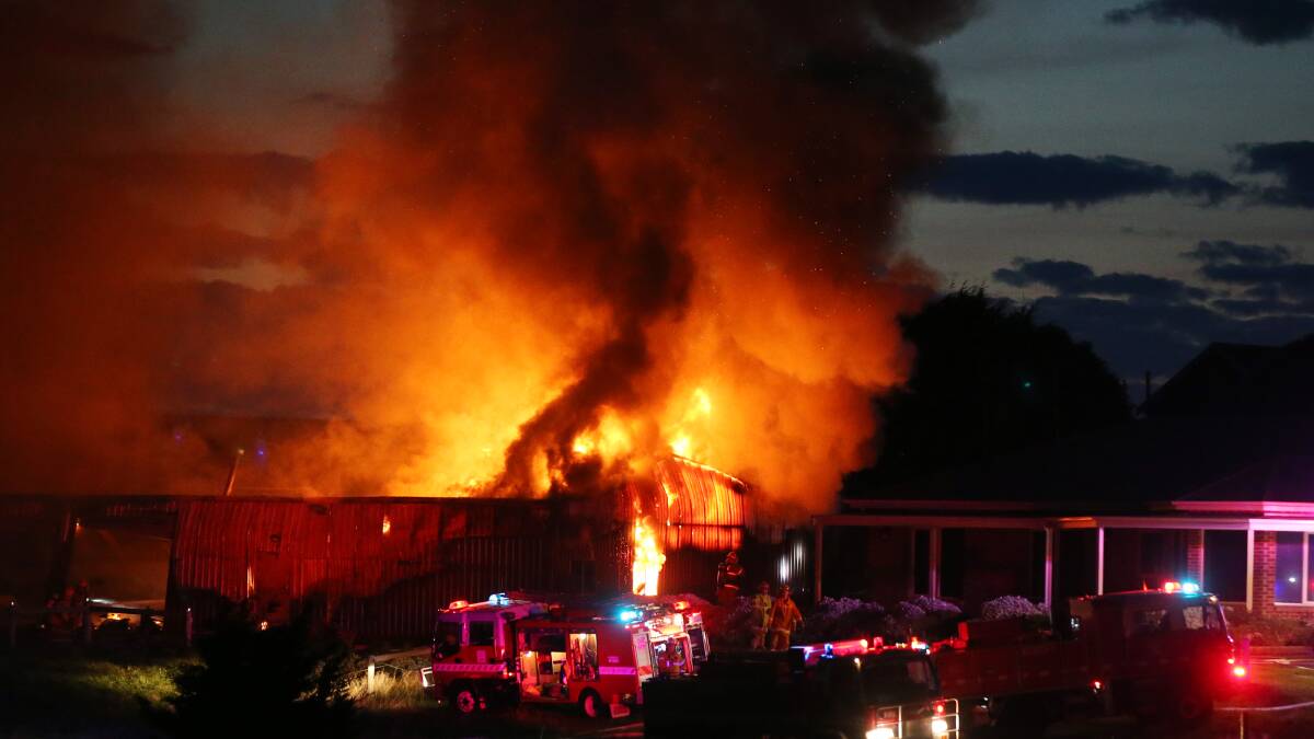 Thirteen CFA units attended this spectacular shed fire on Illowa Road, Illowa last night.  