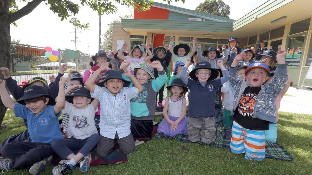 Timboon kindergarten children celebrate the opening of a new room at the facility which will cater for the town’s growing population. 141031RG01 Picture: ROB GUNSTONE