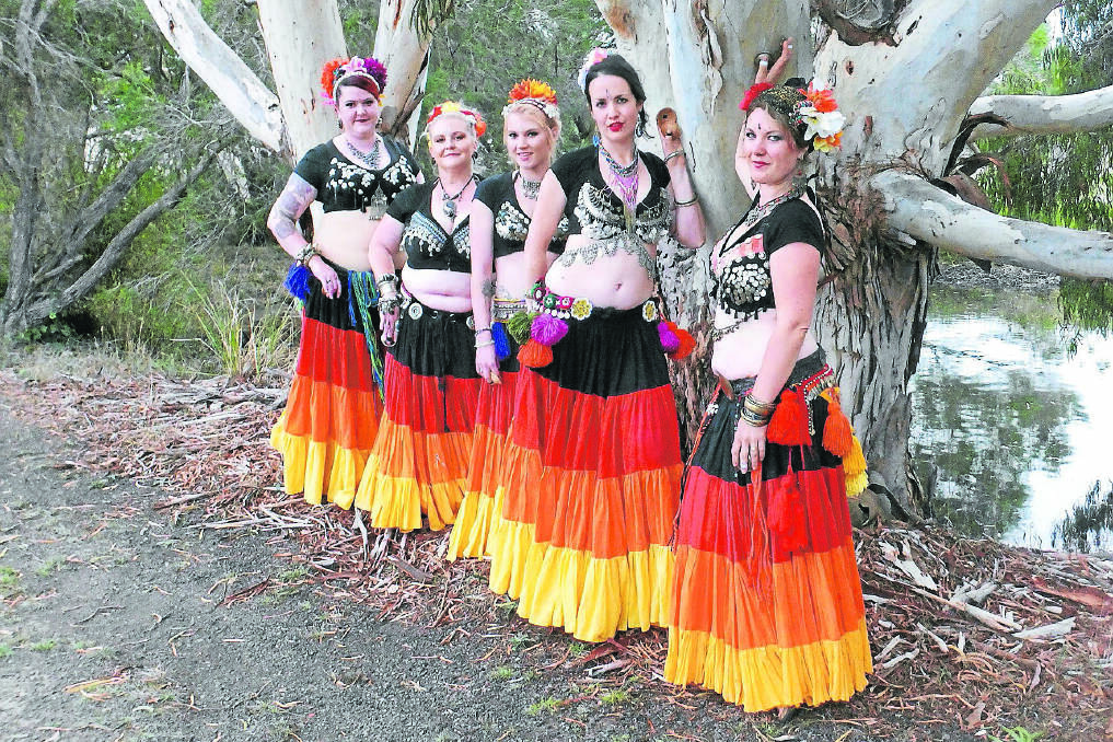 Meenkeel Gypsies members Tahnee McDuff (left), Sharon Smith, Alish Smith, Wren Bowie and Tracey Wright will take part in a belly dancing camp in Port Fairy next week.