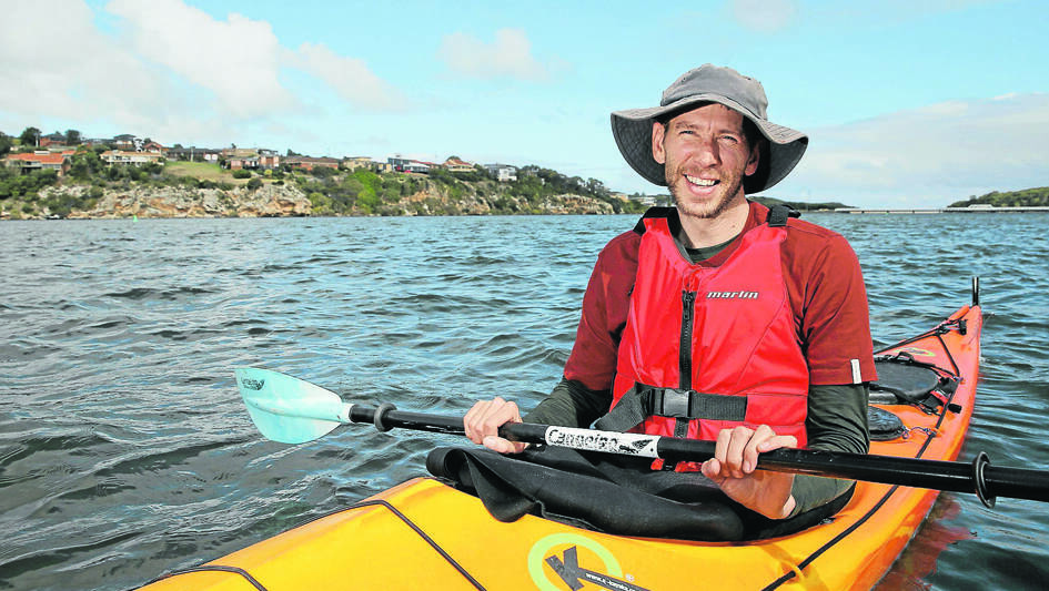 Gellibrand Kayak. Pictured - Christian Schultink, of Warrnambool, is preparing to kayak up the Gellibrand River, from the mouth at Princetown to the source, to have a look at the state of the river environment. 150327RG29 Picture: ROB GUNSTONE