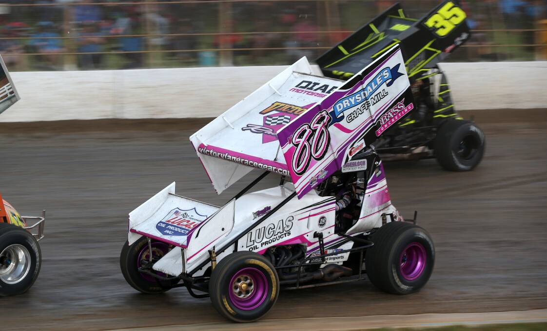 Daniel Pestka goes round Premier Speedway in January’s Grand Annual Sprintcar Classic. He will be back at Premier on Sunday chasing state success. 
150123DW49 Pictures: DAMIAN WHITE