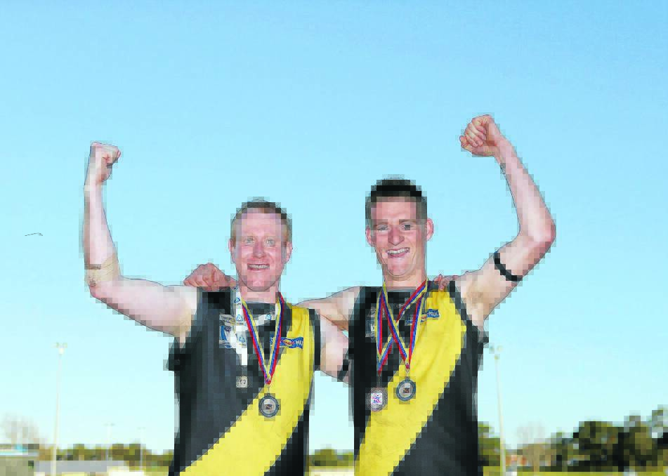Best-on-ground medal winners Scott Kelly (left) and Sam Gleeson. 140906AS07 Picture: AARON SAWALL