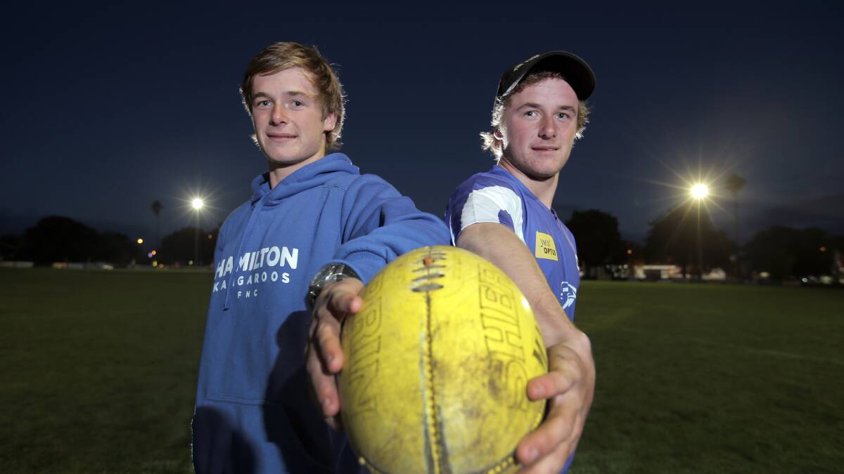 Twins Sam (left) and Charlie Youngman are making the most of their time with Hamilton Kangaroos before heading overseas.