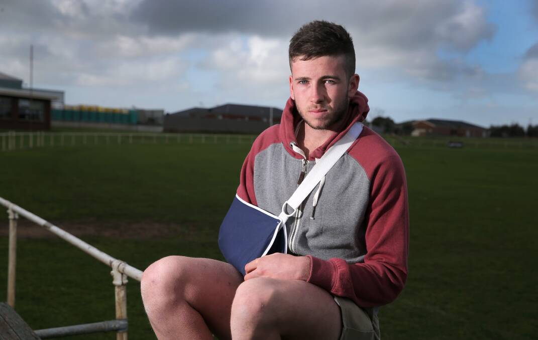 Breaking a collarbone playing football for Terang Mortlake will deprive Tom Smith of the chance to represent Victoria Country in cricket. 140911RG34 Picture: ROB GUNSTONE