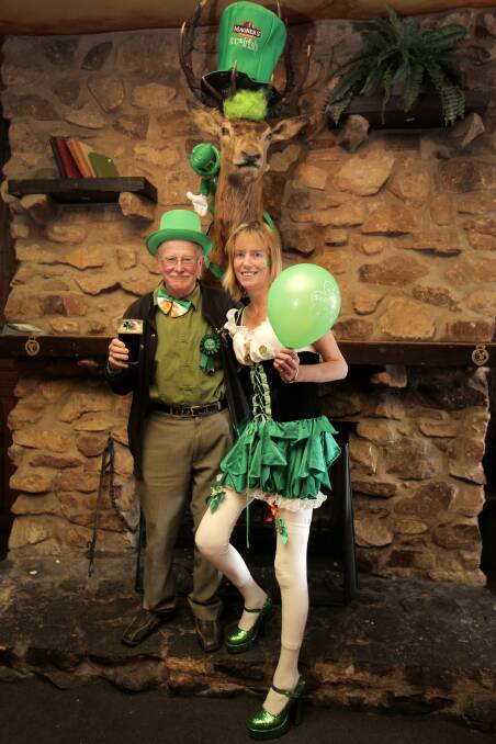 Bernie O'Keeffe and Rose Harper, both of Warrnambool, enjoy St Patrick's Day.