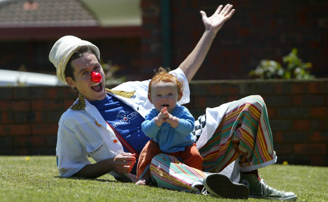 Clown Doctor Hardey McMurrick enjoys a holiday with his 11-month-old son, Levi.