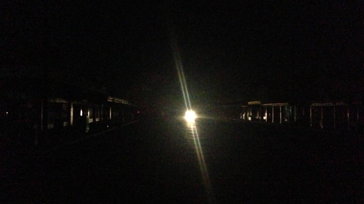 A dark Sackville Street shows Port Fairy without power last night. Picture: Sean McComish