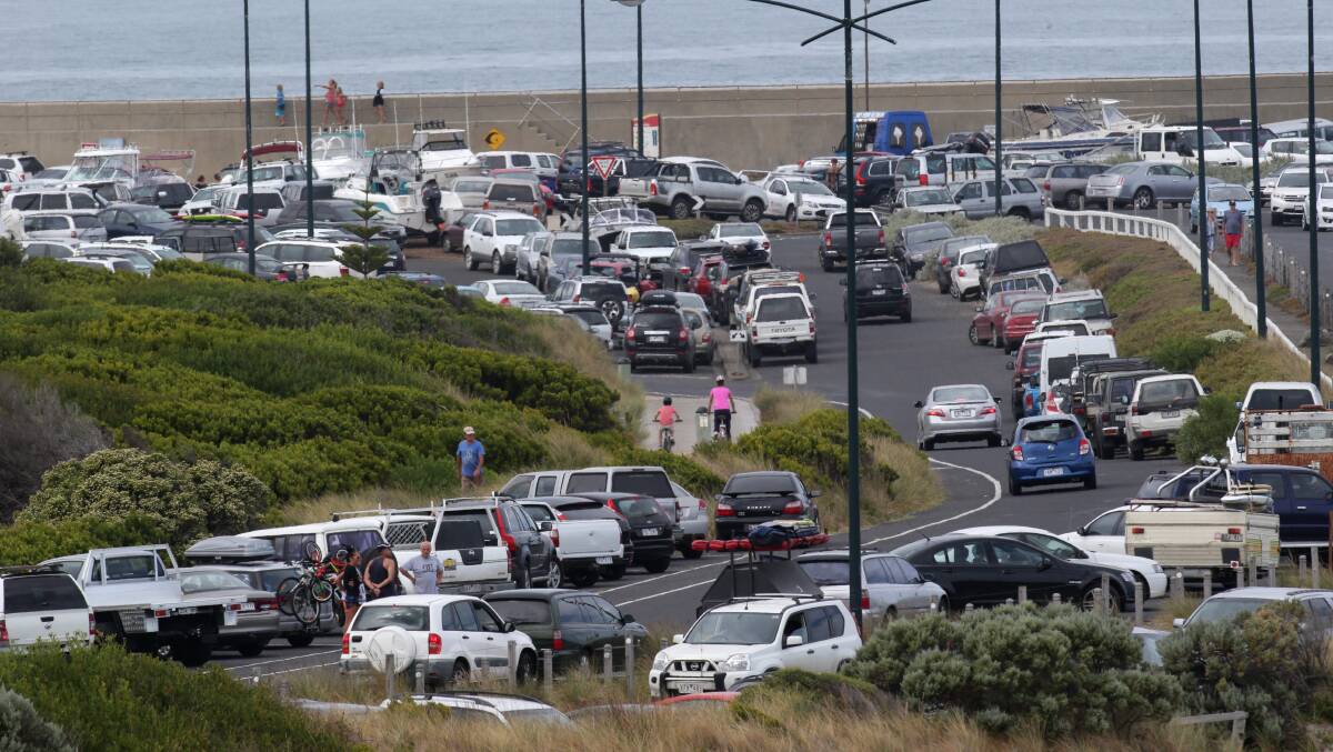 Viaduct Road and the breakwater area busy with the Shipwreck Coast Fishing classic and the public holiday. 