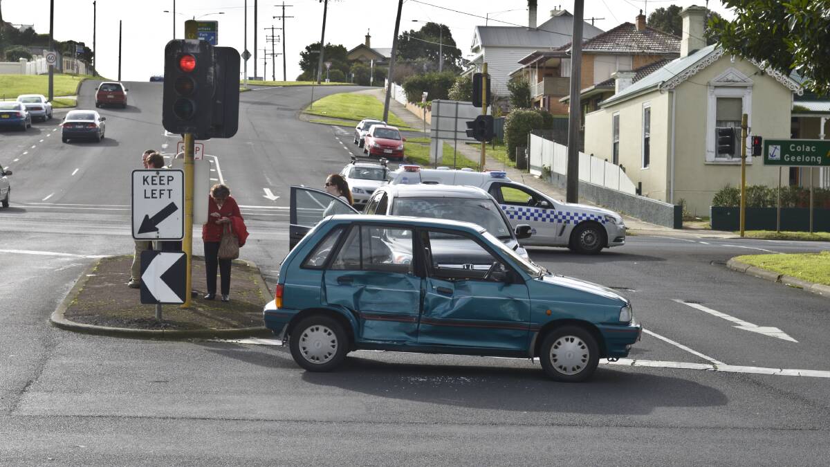 A Warrnambool woman was not injured after colliding with a small truck, but her car was extensively damaged.
