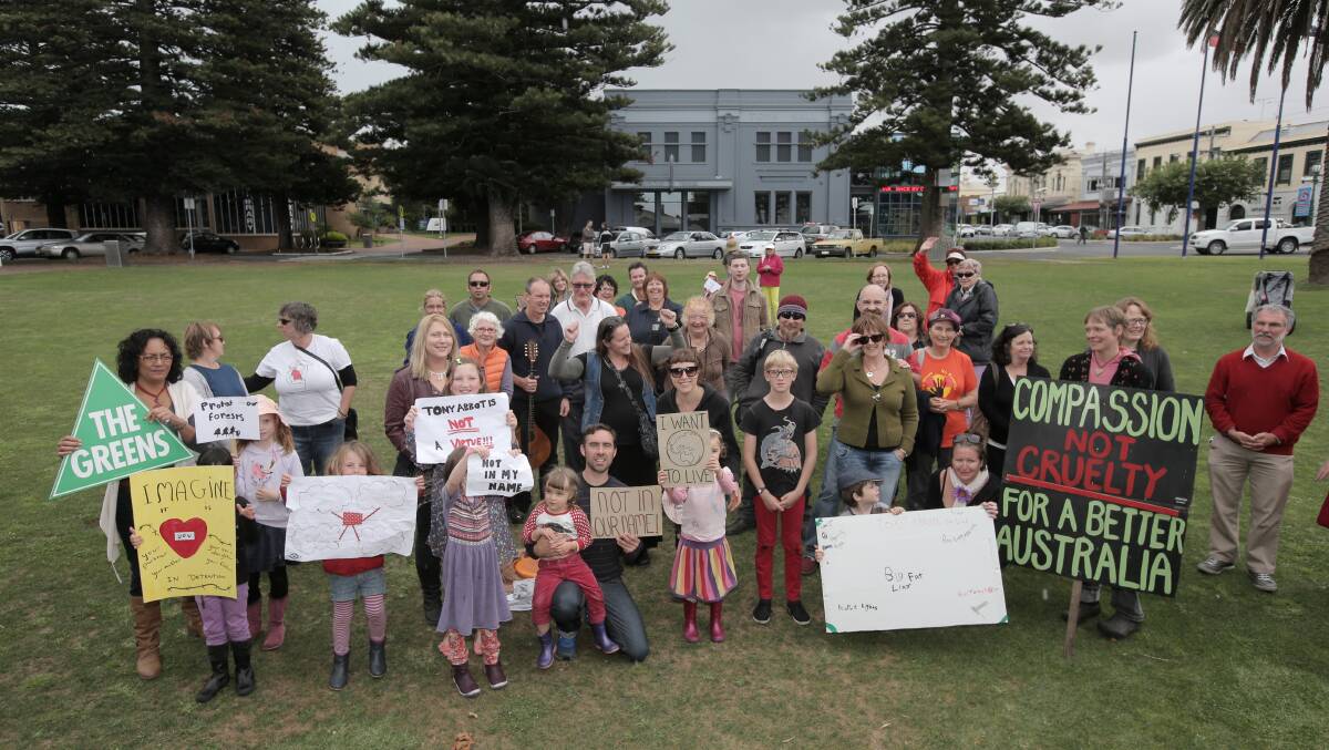 March In March participants at the Warrnambool Civic Green, part of a nationwide rally against the Abbott government. 