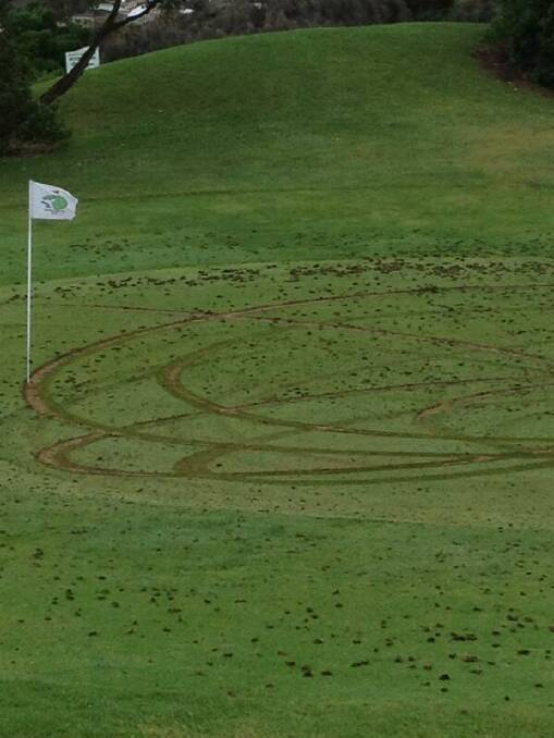 Vandals have destroyed the third green at the Warrnambool Golf Course. Picture: ADAM MAIN/TWITTER