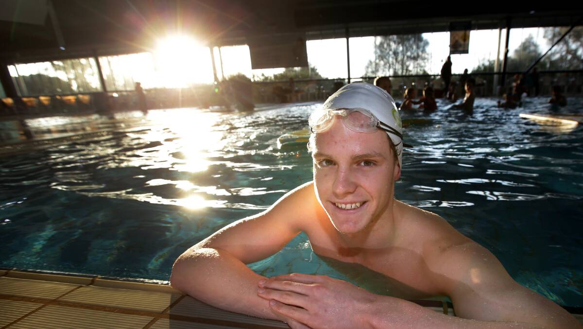 Warrnambool swimming talent Isaac Jones, 18, took a break from training at the city's Aquazone pool complex. Picture:DAMIAN WHITE