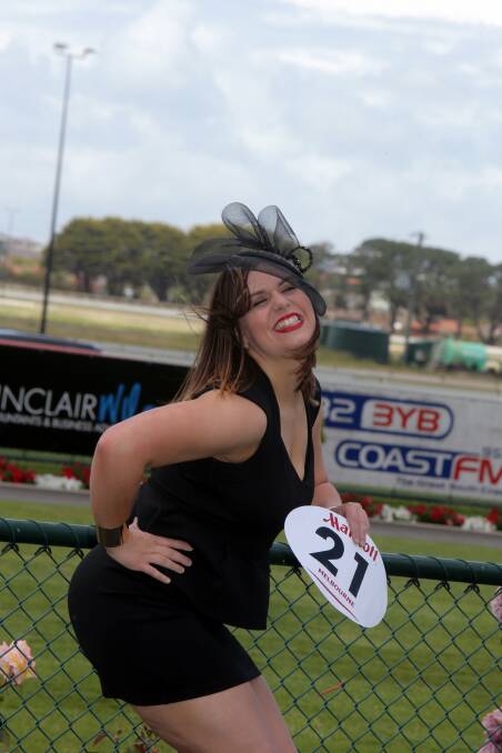 Fashions on the field entrant Rebecca Vickers from Warrnambool. 