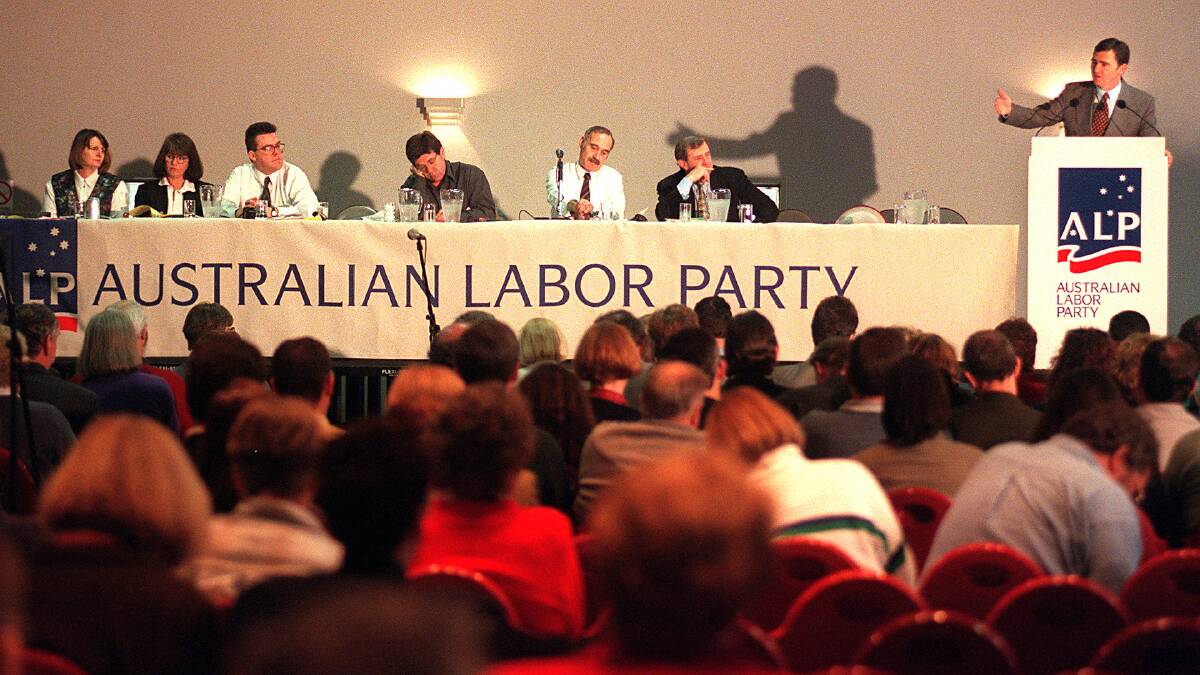 John Brumby speaks at the ALP conference at Monash University.