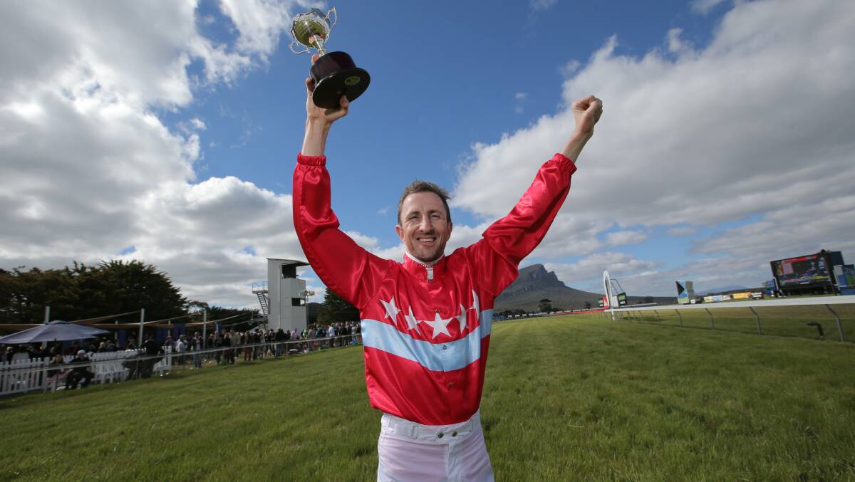 Jockey Jason Lyon won the 2013 Dunkeld Cup on board Gatalistic. Picture: AARON SAWALL