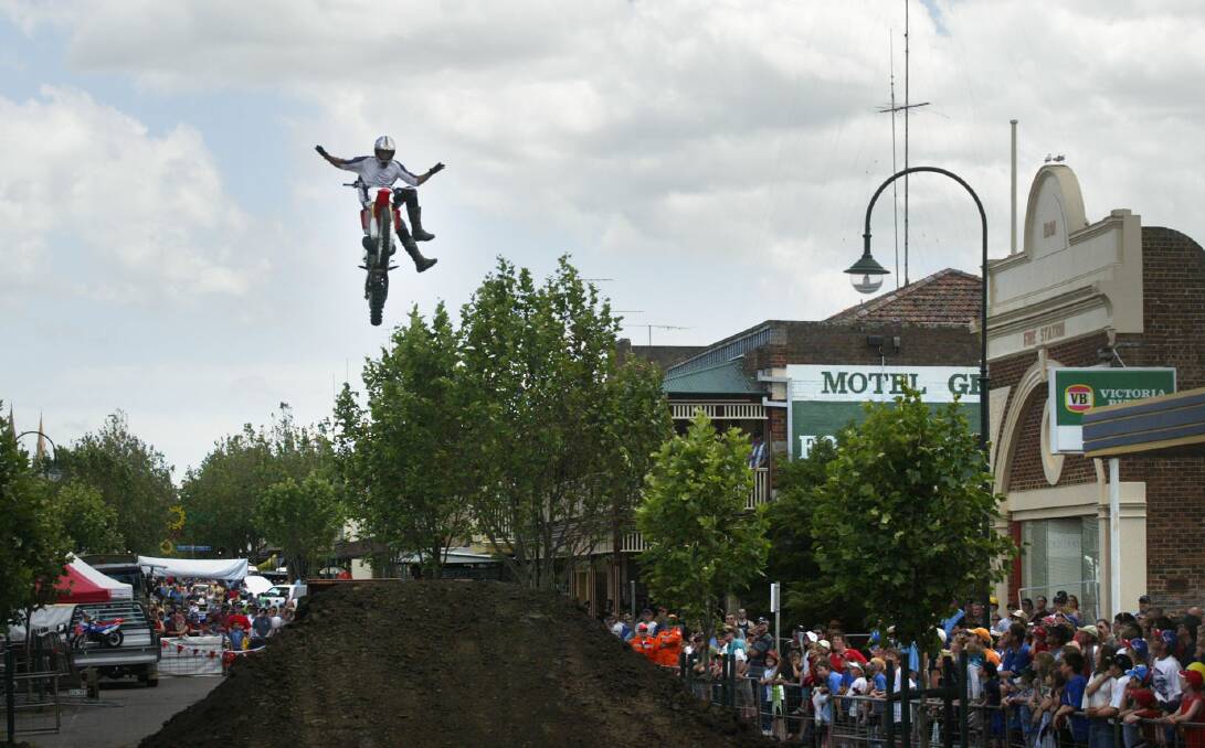 Melbourne freestyle motocross rider Paul Jamieson in action at Hamilton's Show Us Your Toys event.