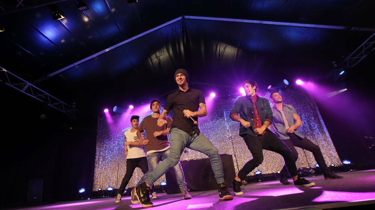 Pop stars Justice Crew light up the stage at the Fun4Kids Festival.