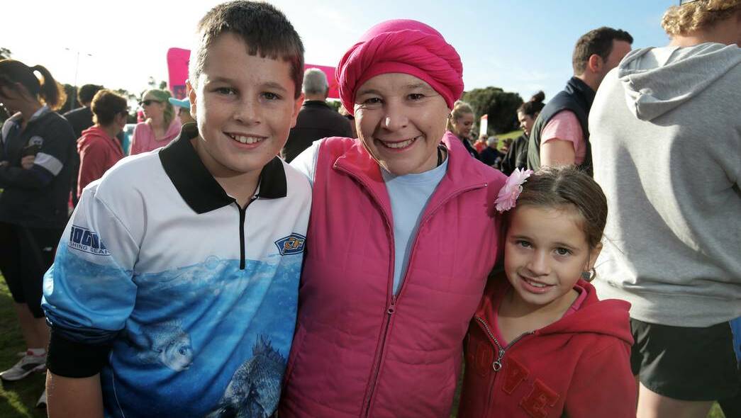 Family matters: Thomas Justin, 12 (left), Kate Justin, and Lizzie Justin, 8, of Terang, participated in the Mother's Day Classic in Warrnambool.