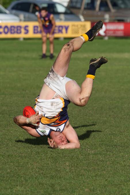 North Warrnambool Eagles coach David Haynes put his head during this HFNL clash with Port Fairy. Picture: DAVE LANGLEY