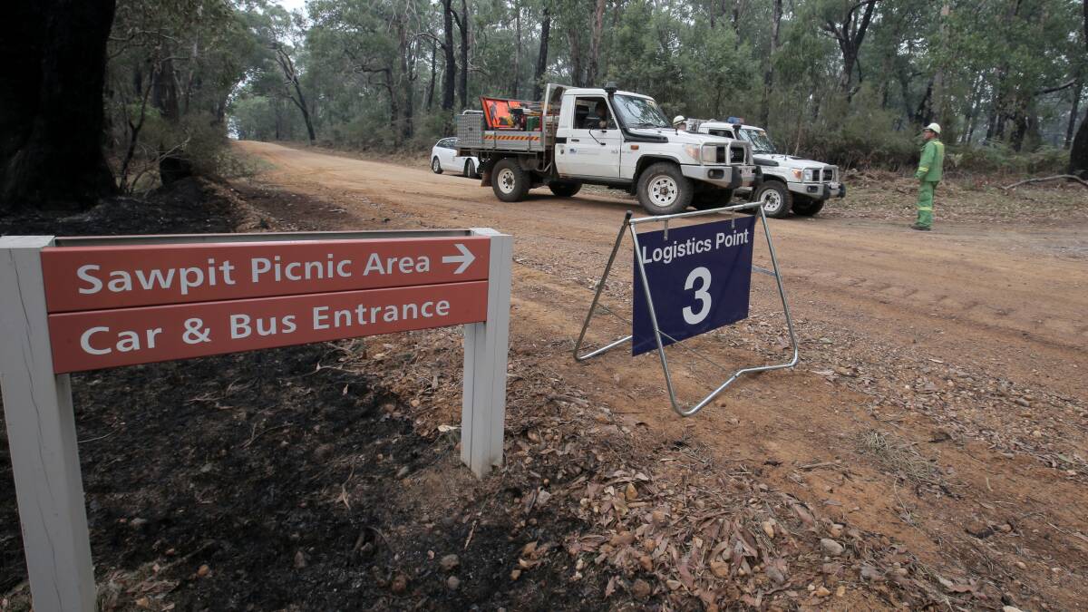 DEPI staff organise a Logistics Point near the closed Sawpit Picnic Area, after the Mount Clay State Forest fire. All impacted roads are now open again.