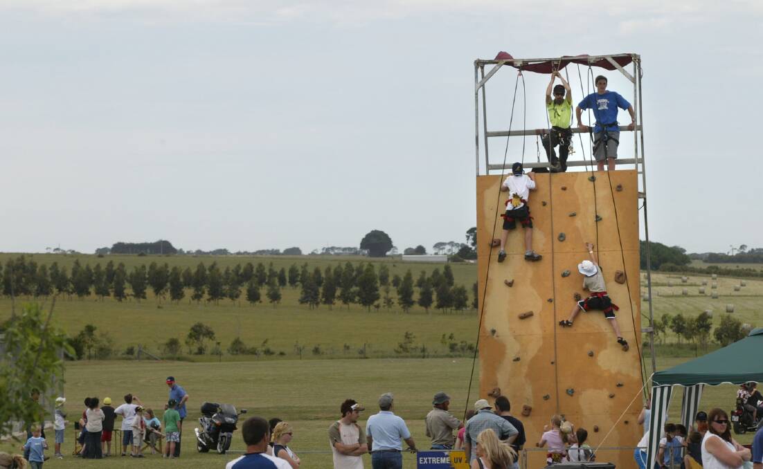 The rock climbing wall at the King's College fete.