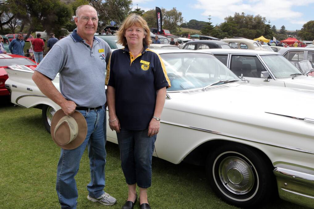 Warrnambool Historic Car Club President Doug Byron with Secretary Natalie Serra. 
