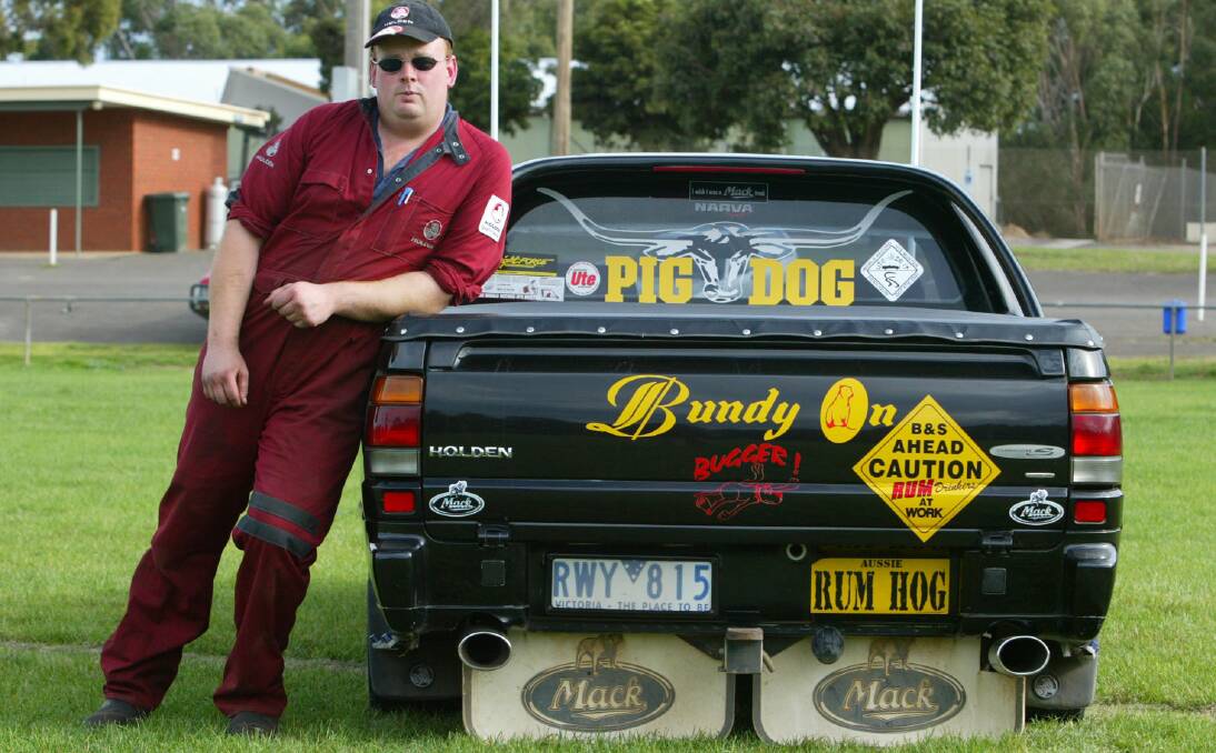 Mark Pascoe, 22, from Port Campbell with his Holden ute, on display at the show and shine rally and market day at Timboon.