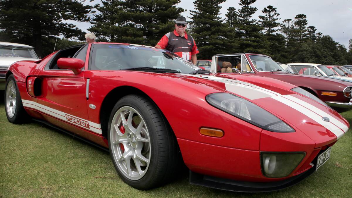 Nhill Car enthusiast Ken Rintoule with his 2005 Ford GT40 on display. 