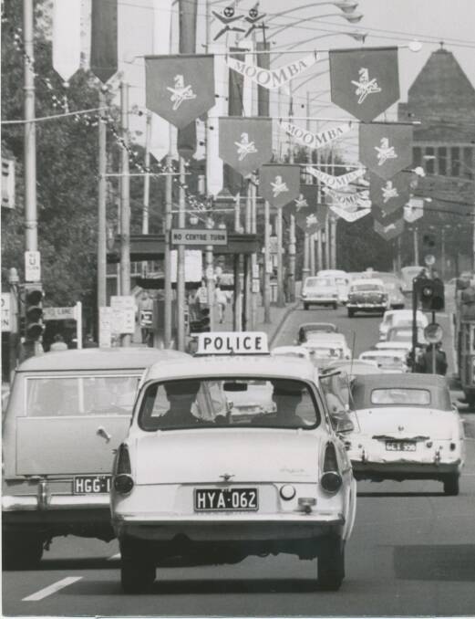 Increased traffic on Melbourne's roads became an election issue for the first time at the 1964 election. St Kilda Road in 1964 ahead of Moomba weekend.