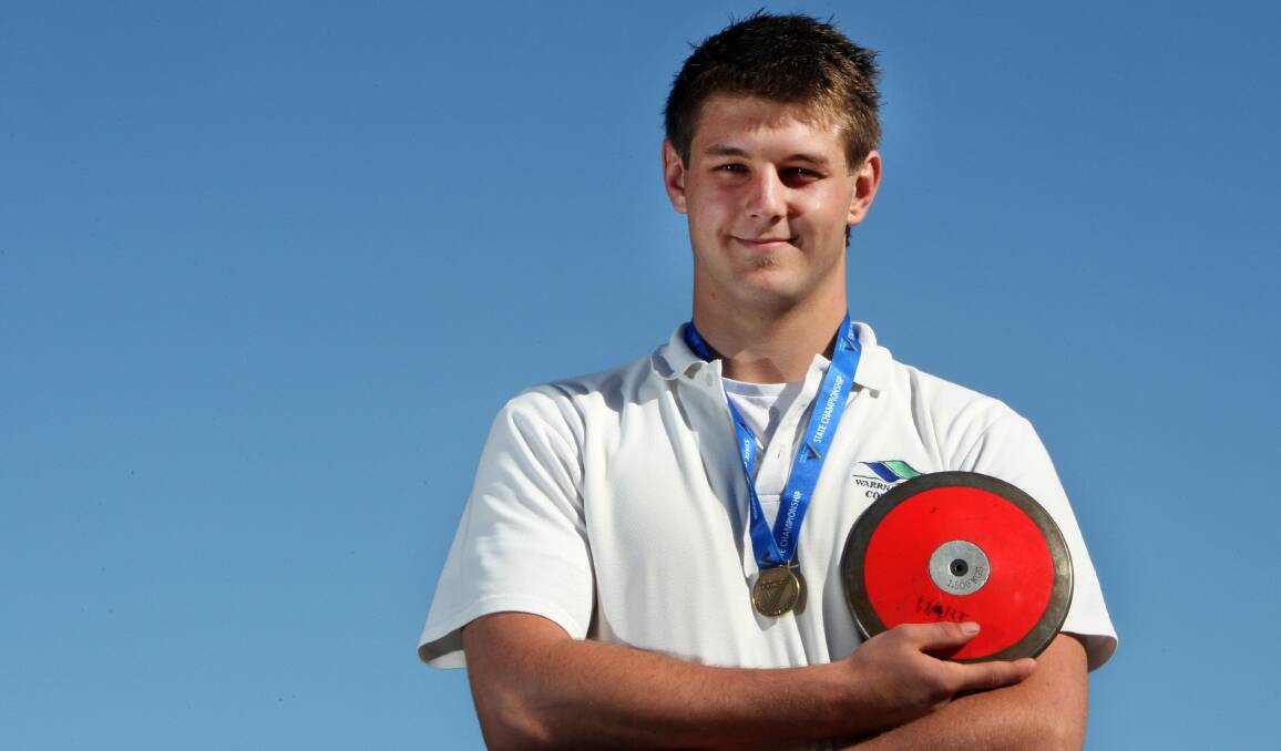 Year 11 Warrnambool College student Tobias Lane, 17, built on his strong regional form to take out the under 17 discus title at School Sport Victoria secondary championships on Friday. Picture: Leanne Pickett.