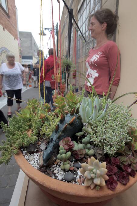 Local trader Georgia Henderson with her plants at the Laneway Festival. 