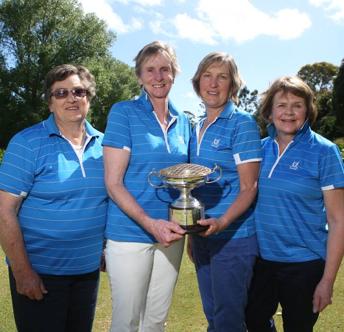 ALL SMILES: Terang Golf Club's Bessie Shady Bowl winning team of Wilma McDonald, Marion Venn, Vicki Philp and Janet Saunders from Terang triumphed on countback. Picture: Amy Paton