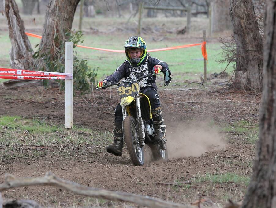REVVED UP: Terang College's Jordie Kidd makes his way around the grasstrack course.
