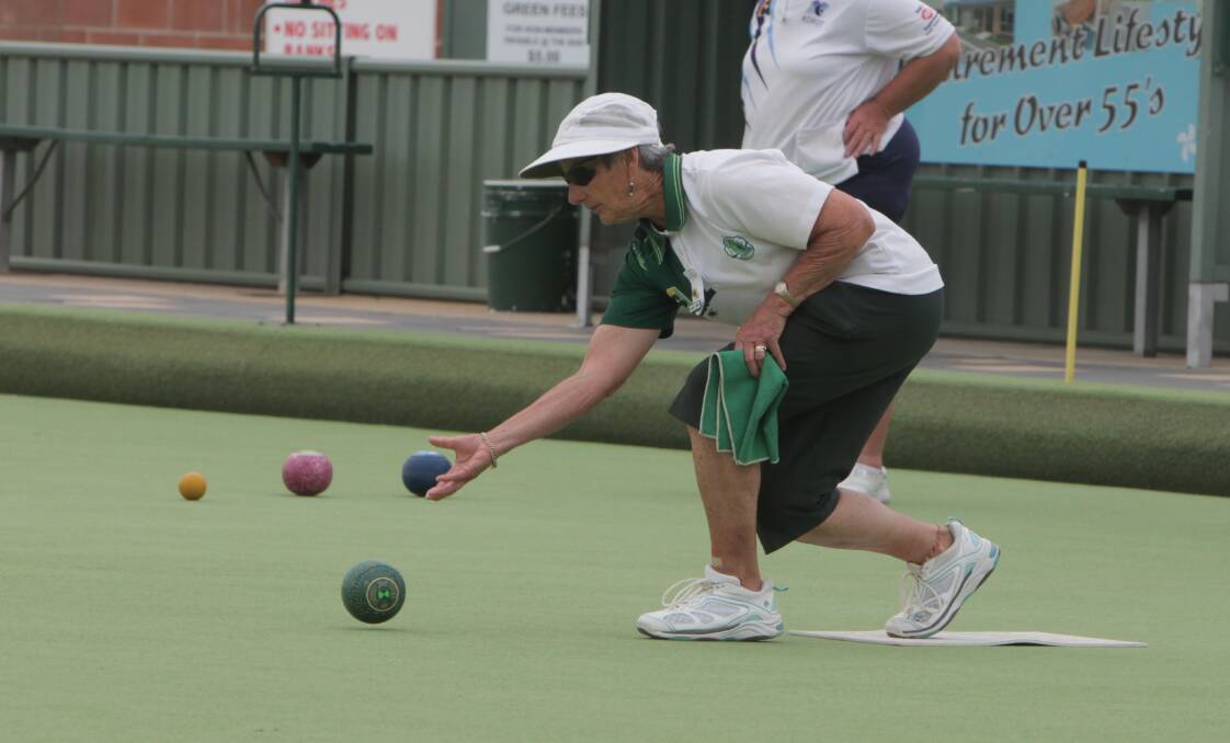 DOWN THE LINE: City Memorial Gold's Dorothy Gleeson releases a bowl against Koroit on Tuesday. Picture: Susie Giese