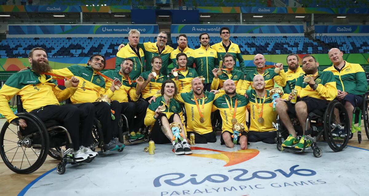 GOLDEN EFFORT: Australia's gold medal-winning wheelchair rugby team, featuring Camperdown's Josh Hose. Picture: Getty Images