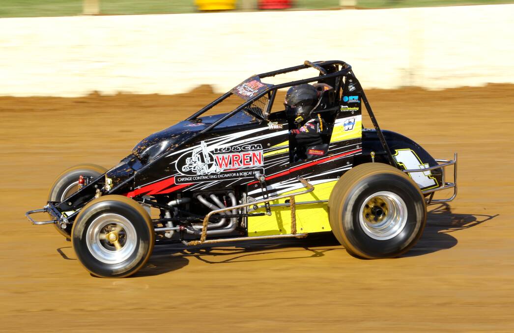 CHAMPION: Ballarat's James Wren went back-to-back in the Victorian Wingless Sprint titles at Simpson Speedway on Saturday night. Picture: Geoff Rounds