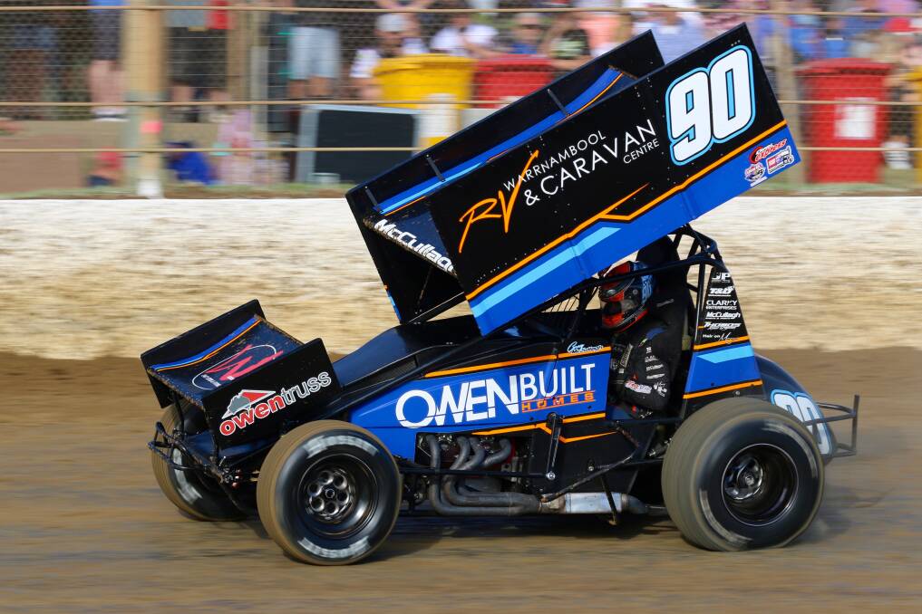 RED-HOT FORM: Corey McCullagh won Saturday night's SRA series A main by a very comfortable margin. Picture: Robert Lake