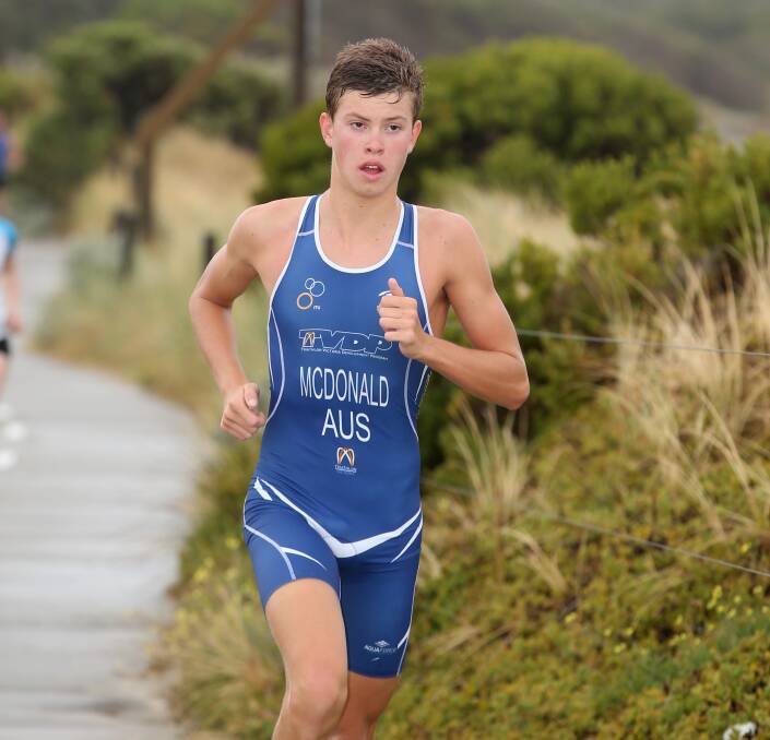 ON THE VERGE: Camperdown star junior triathlete Kurt McDonald has been named as a non-travelling reserve for Australia at the ITU Junior World Triathlon Championships in Mexico. Picture: Vicky Hughson