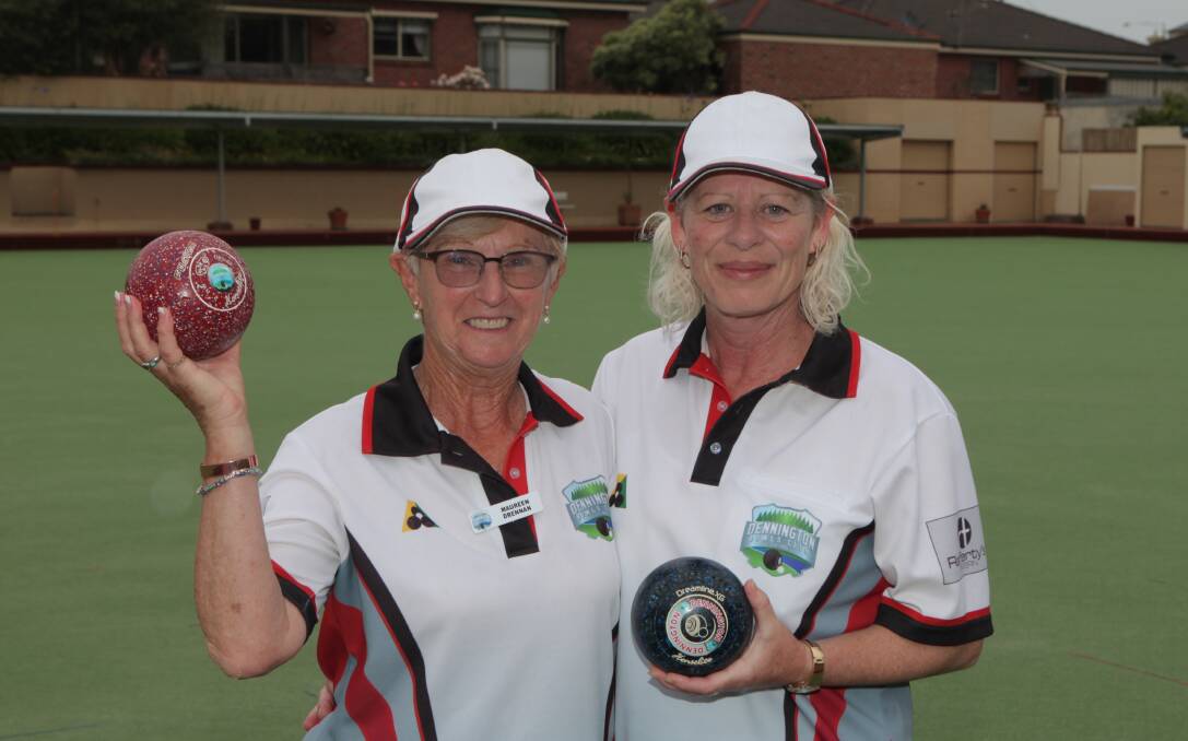 WINNERS ARE GRINNERS: Western District Bowls Division women's pairs champions Maureen Drennan and Sheridan Barling, from Dennington.