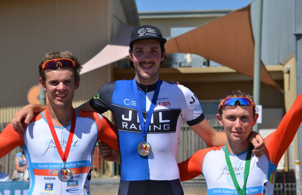 IN PURSUIT: Warrnambool's Sam Lane took out the pursuit, with Port Fairy's Nathan McLaren second and Stawell-Great Western's Todd Satchell third. Picture: Heather Patzel