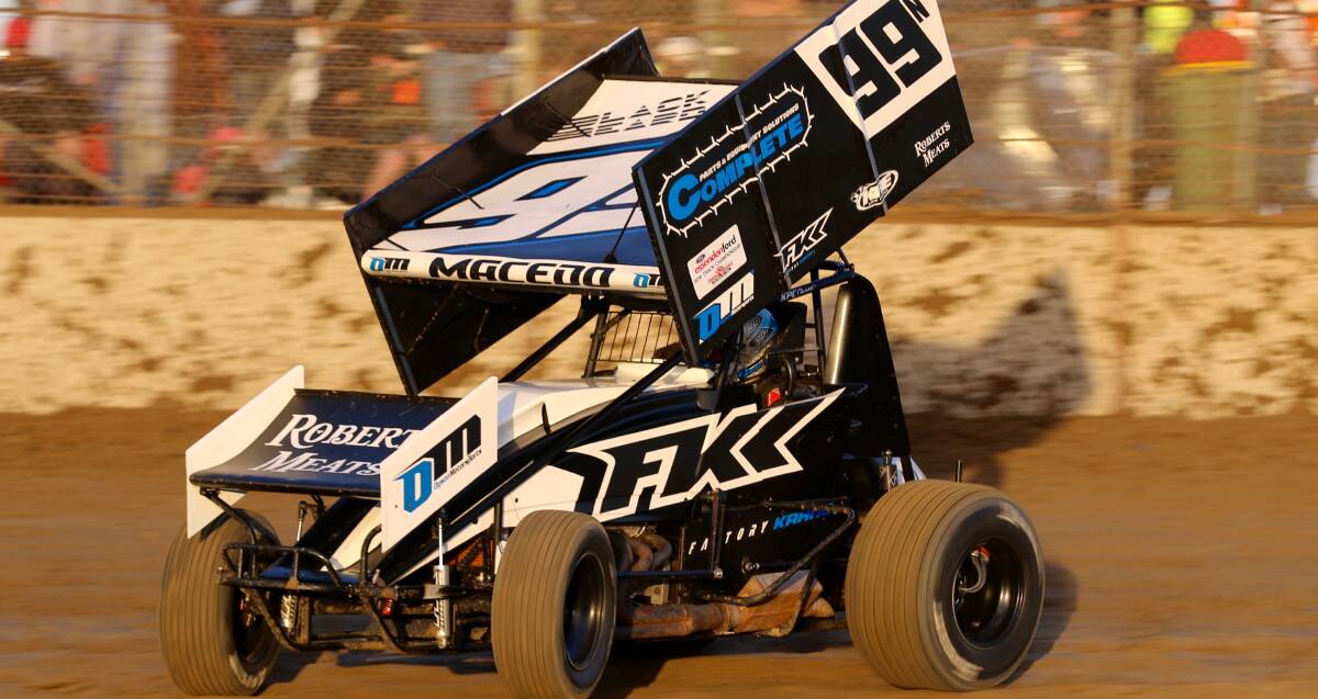 SCINTILLATING: American driver Carson Macedo is hoping to add more riches to his south-west speedway haul when he takes on the Grand Annual Classic. Picture: Robert Lake