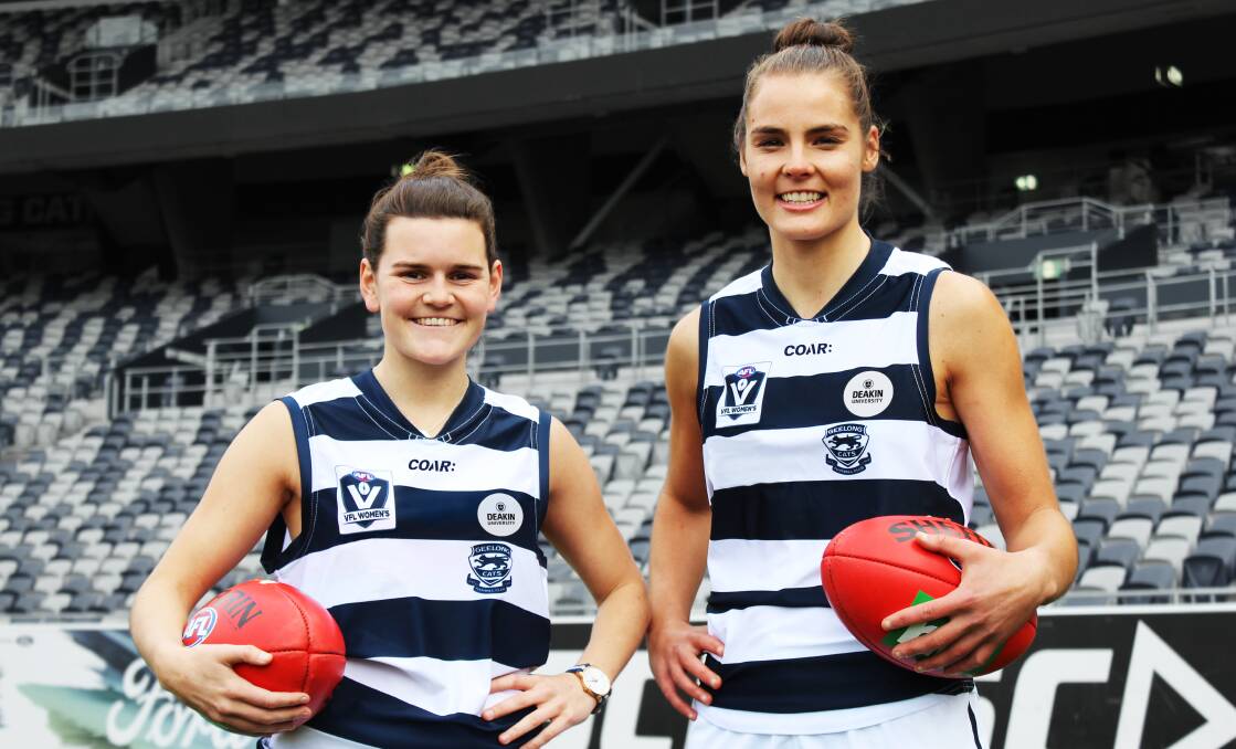 OUR TIME: Geelong VFL Women's footballers Lily Mithen (left) and Maddie Boyd. The Cats are holding a talent identification day. Picture: Geelong Cats