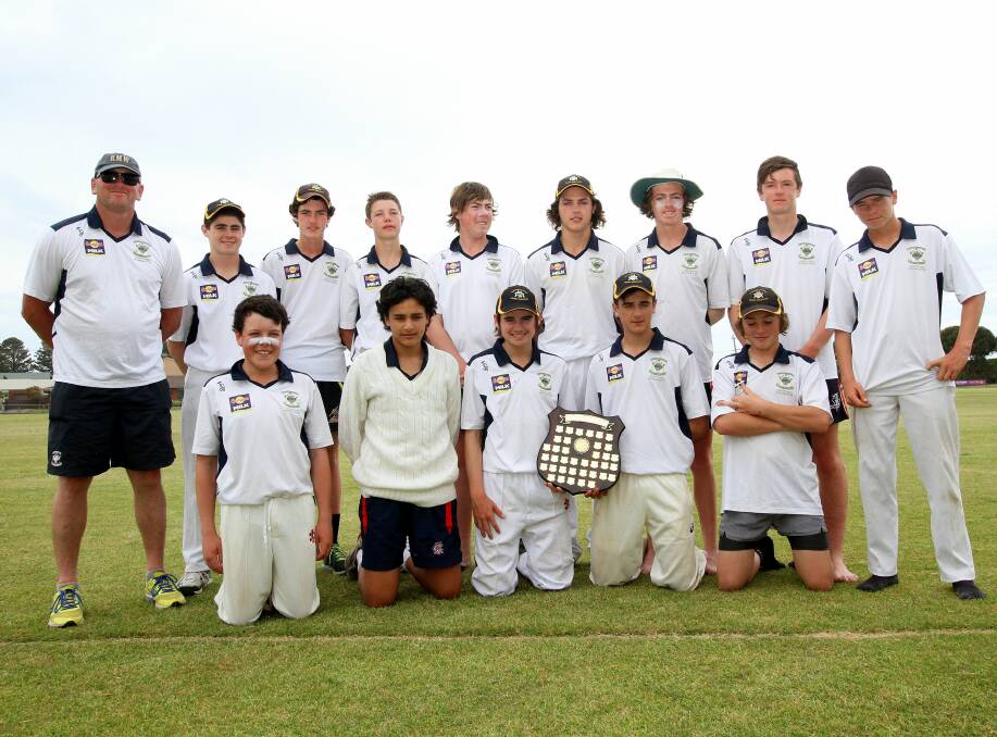 TRIUMPHANT: Warrnambool and District Cricket Association's Under 16 team won its Cross Border Challenge match against Mount Gambier last Sunday. Picture: Les Lockland