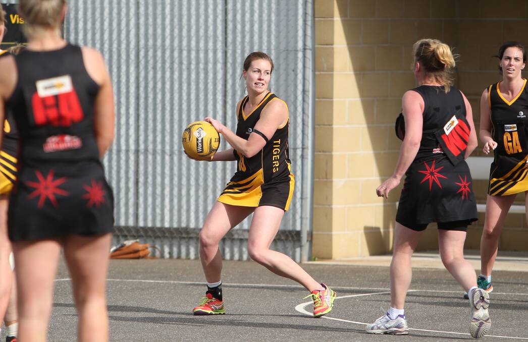 OPTIONS: Merrivale's Jacqui McDonald looks to pass the ball during Saturday's win over East Warrnambool. Picture: Amy Paton