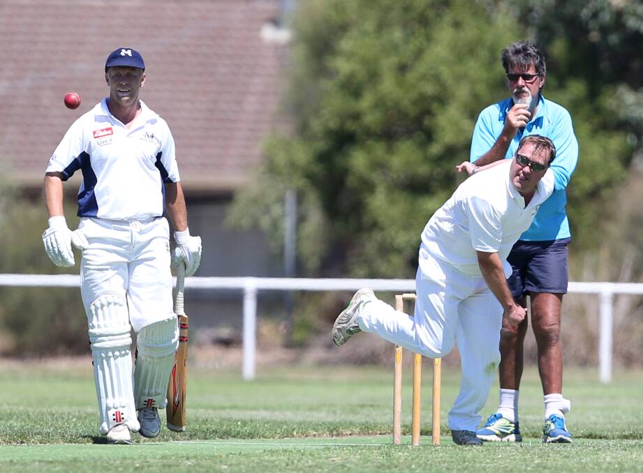 LINE AND LENGTH: Camperdown medium pacer Shane Wilson sends down a delivery at D.C. Farran Oval on Saturday. He took two wickets against Mortlake. Picture: Amy Paton