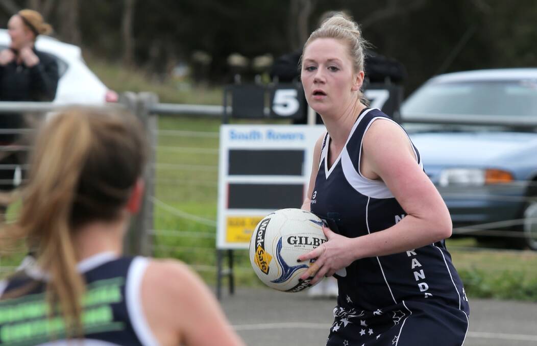 TOUGH TASK: Nirranda's Katie Ryan will team with Natalie Inia to try to quell the influence of Panmure's goaling combination of Narelle Marsden and Charlotte Lenehan.