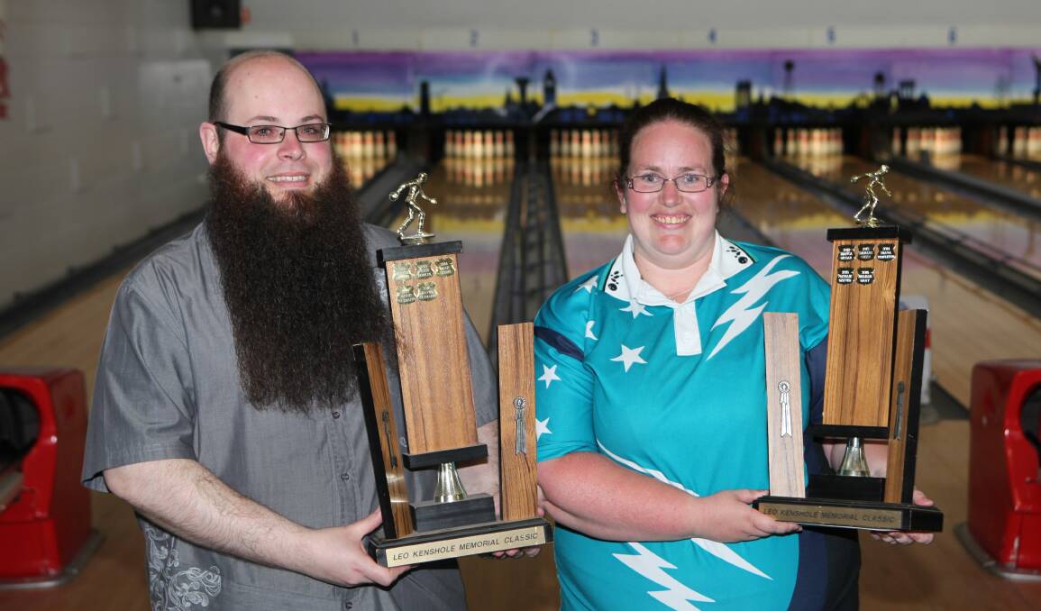 STRIKING GOOD FORM: Warrnambool bowlers Paul Howlett and Ami Howe were crowned Leo Kenshole Classic champions in Sunday's tournament. Picture: Susie Giese