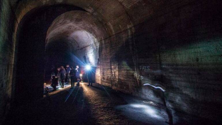 The disused railway tunnels beneath St James Station. Photo: Wolter Peeters