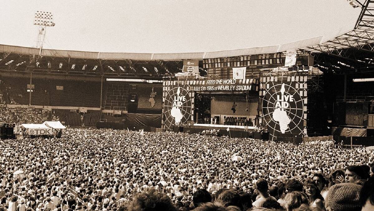 ROCKIN' ALL OVER THE WORLD: Thousands gather at London's Wembley Stadium for Live Aid in July 1985.